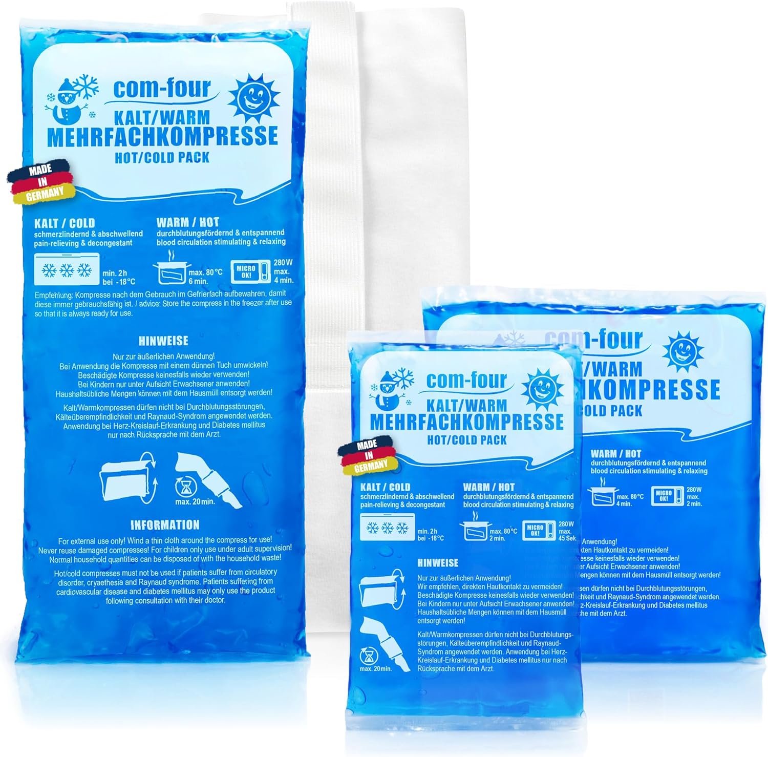 com-four compresas frío calor reutilizables